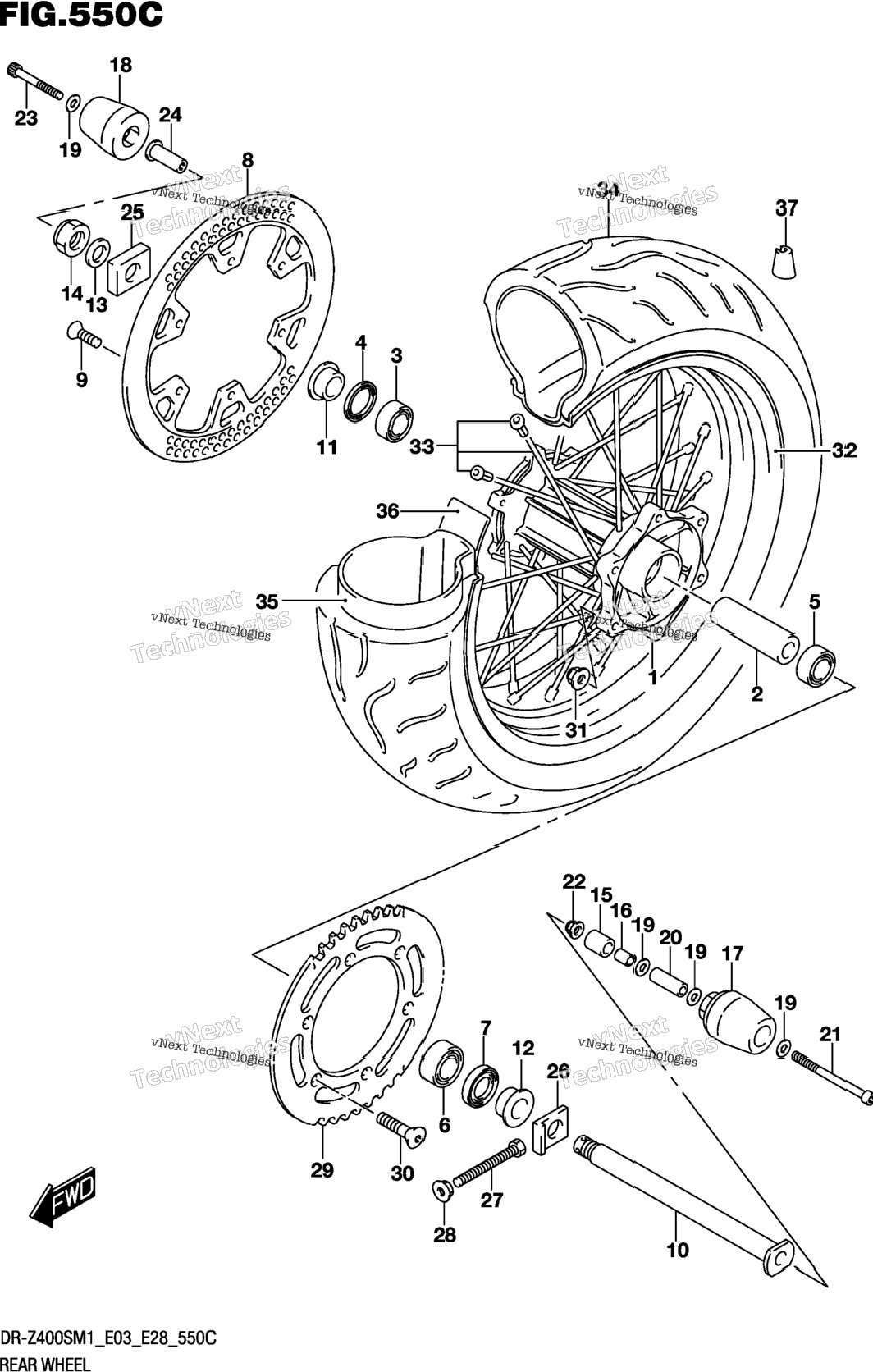 Rear Wheel (Dr-Z400sm)