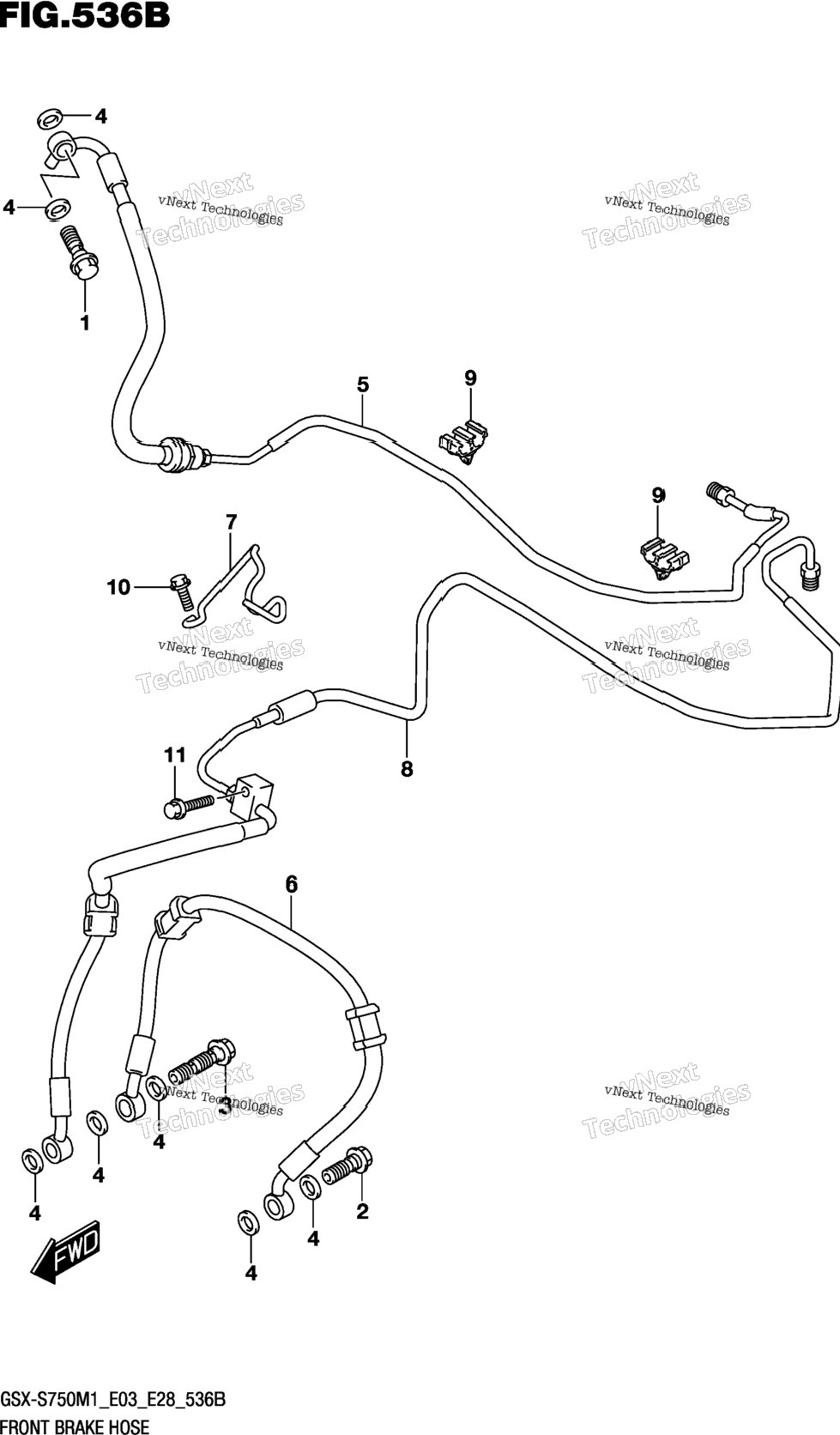Front Brake Hose (Gsx-S750a,Gsx-S750za)