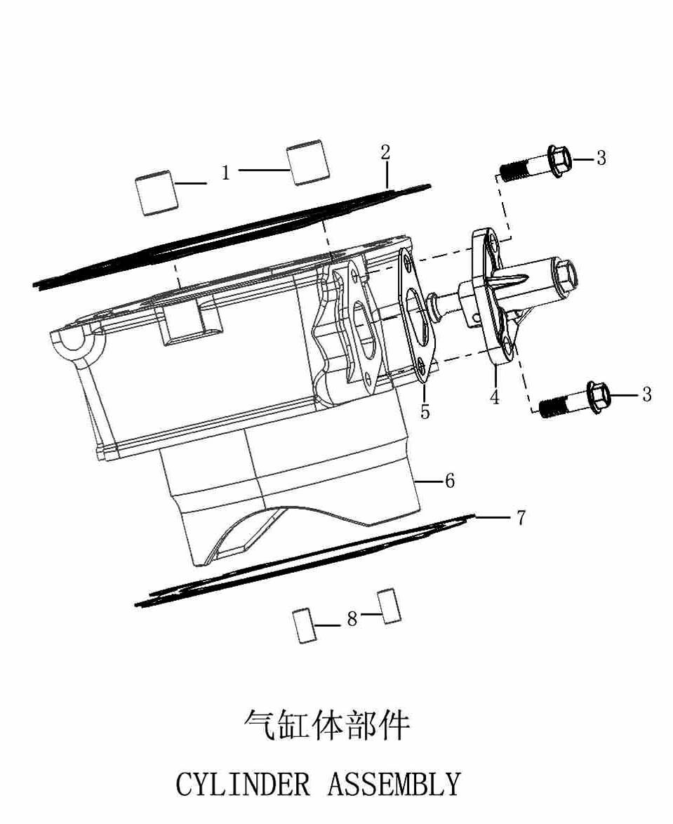 Нажмите для увеличения 气缸体部件 CYLINDER ASSEMBLY