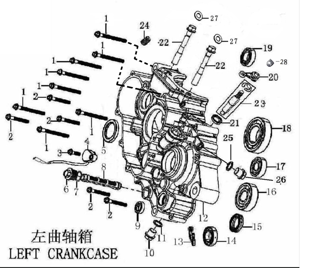 Нажмите для увеличения 左曲轴箱 LEFT CRANKCASE