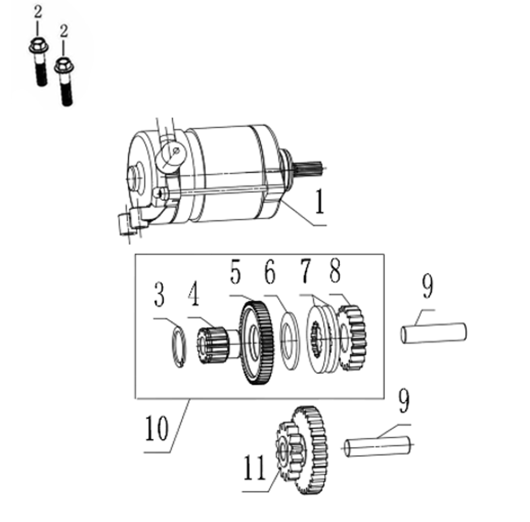 Нажмите для увеличения Электростартер, ZONSHEN ZS194 (NC450 с симметричной ГБЦ) 2024