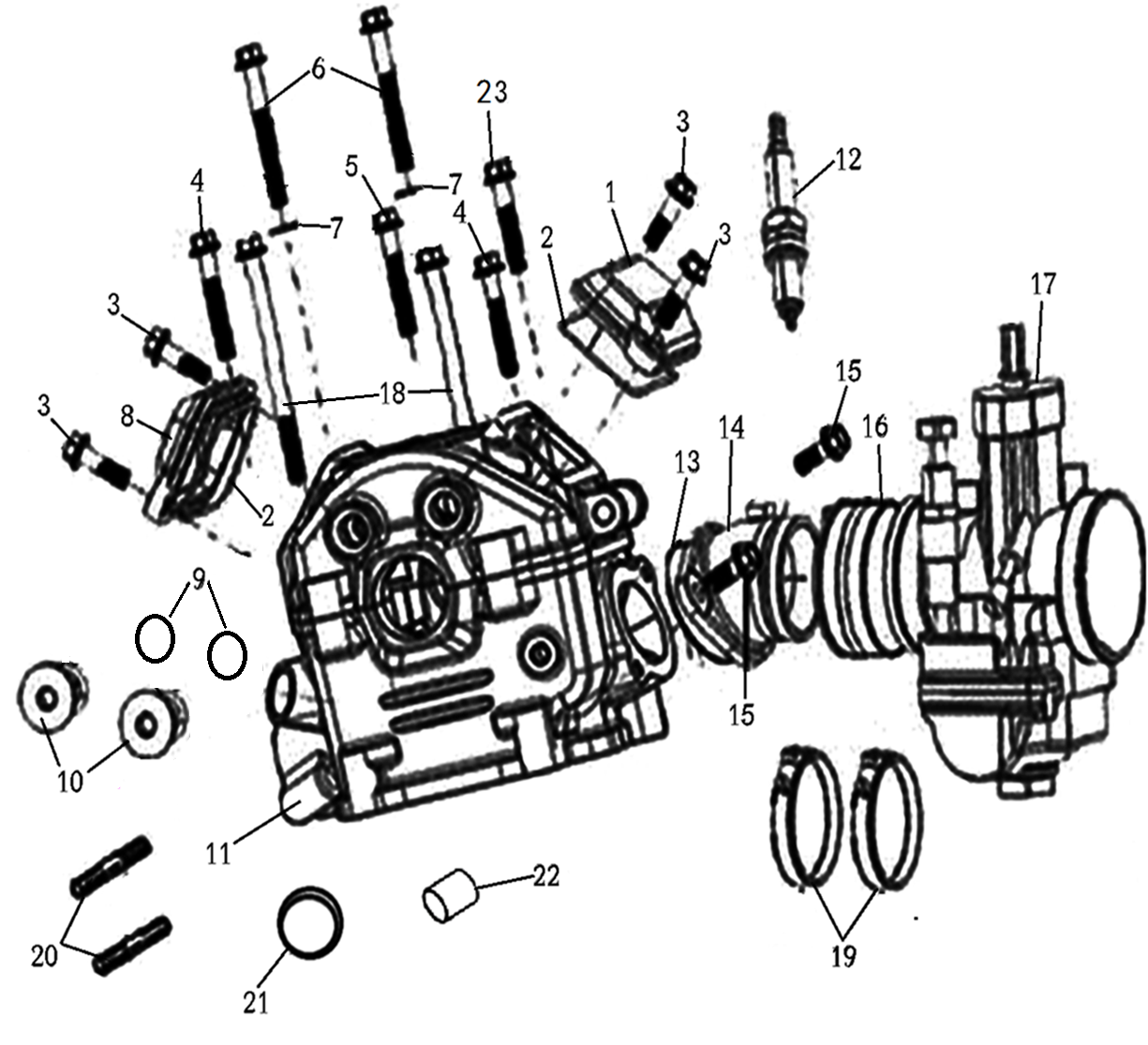 Нажмите для увеличения 气缸头部件 CYLINDER HEAD ASSY