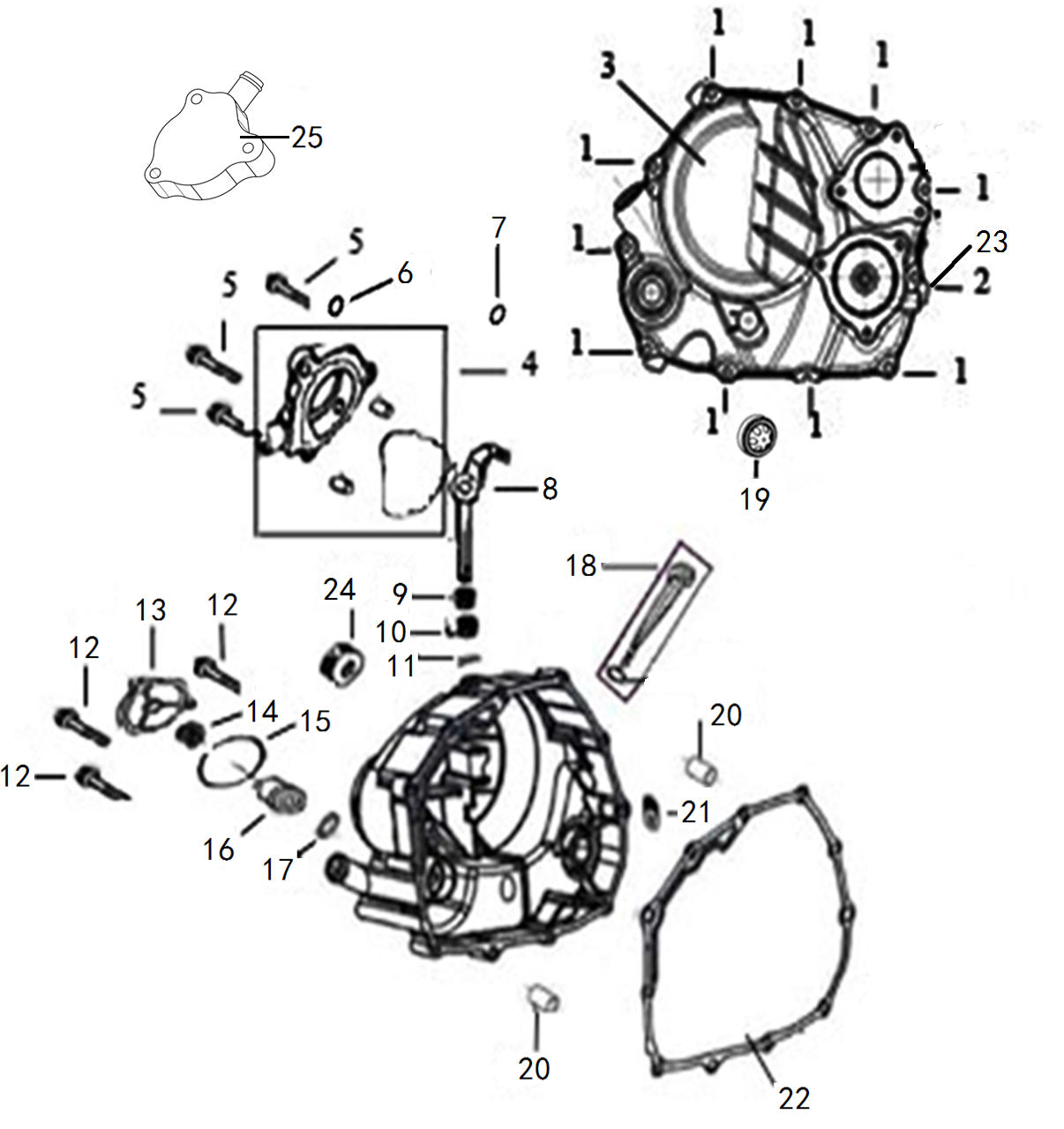 Нажмите для увеличения 右曲轴箱盖 RIGHT CRANKCASE COVER