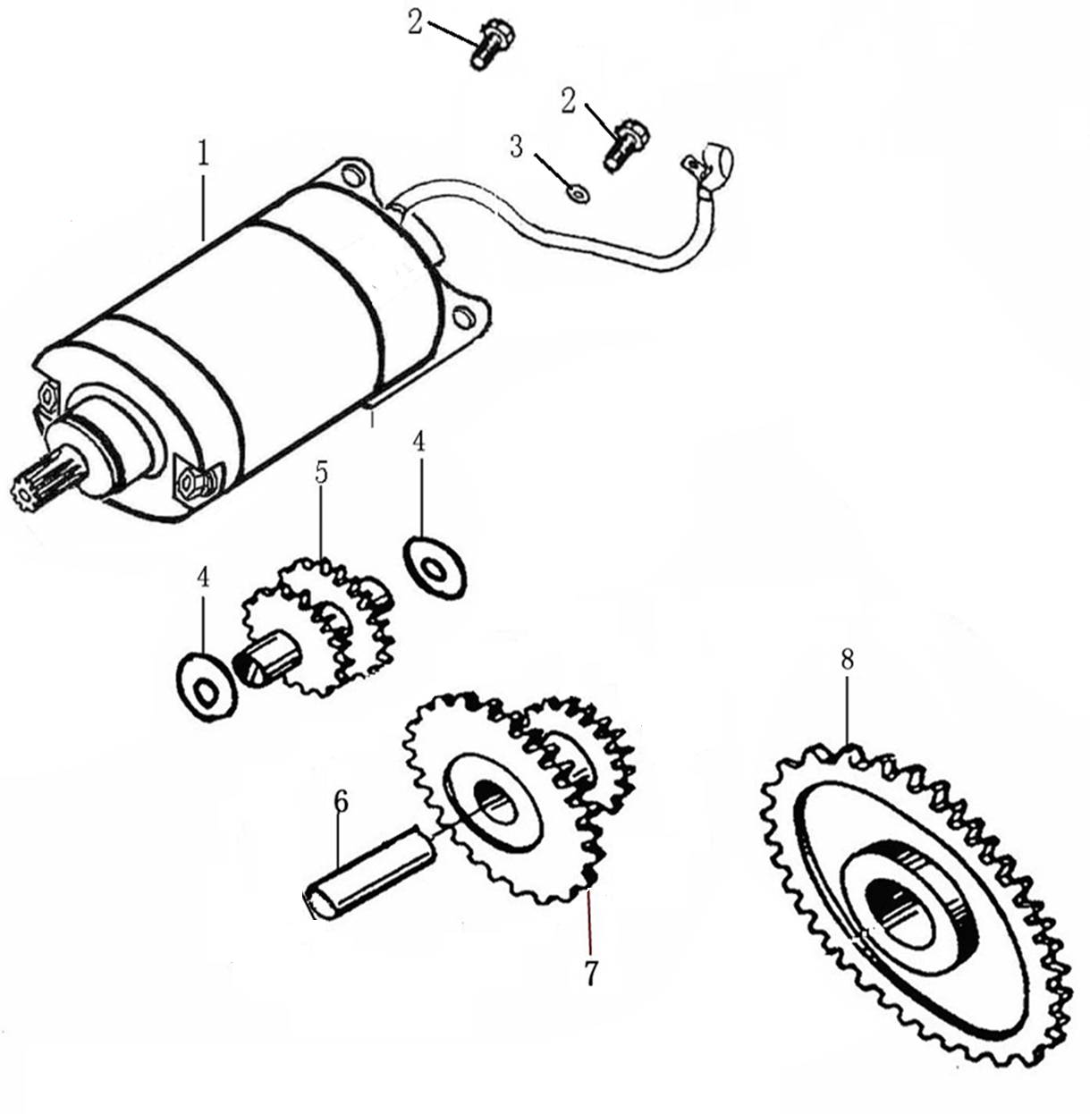Нажмите для увеличения 电启动机构 ELECTRIC STARTING MECHANI