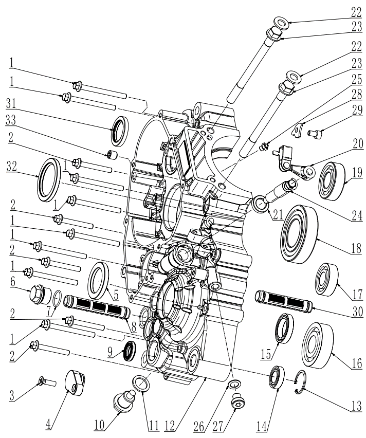左曲轴箱  LEFT CRANKCASE