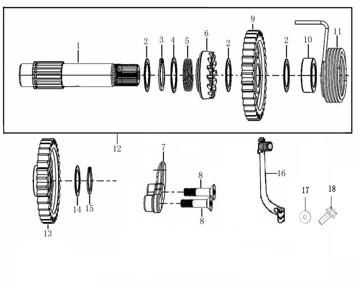 启动轴总成 KICK STARTING SHAFT ASSEMBLY