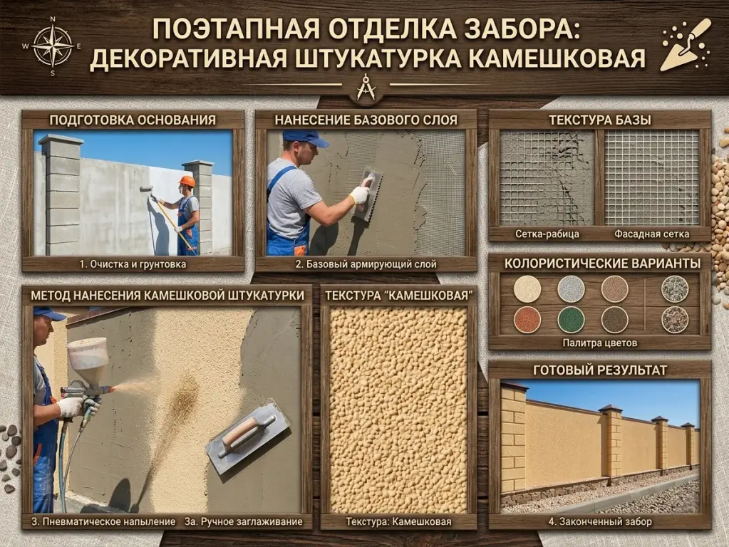 Штукатурка бетонного забора по СФТК в Ростове-на-Дону под ключ