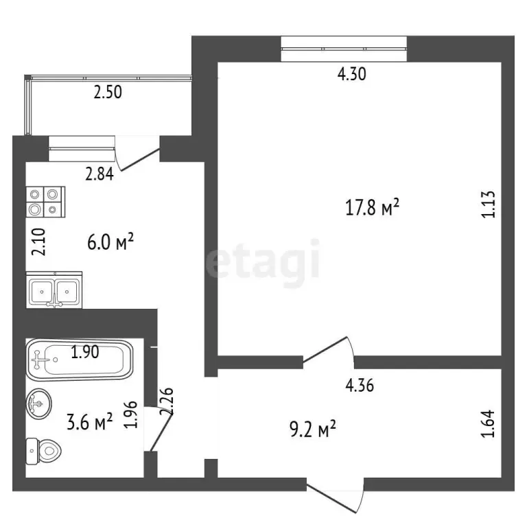 1к. квартира, 36.2м², 4/9 этаж