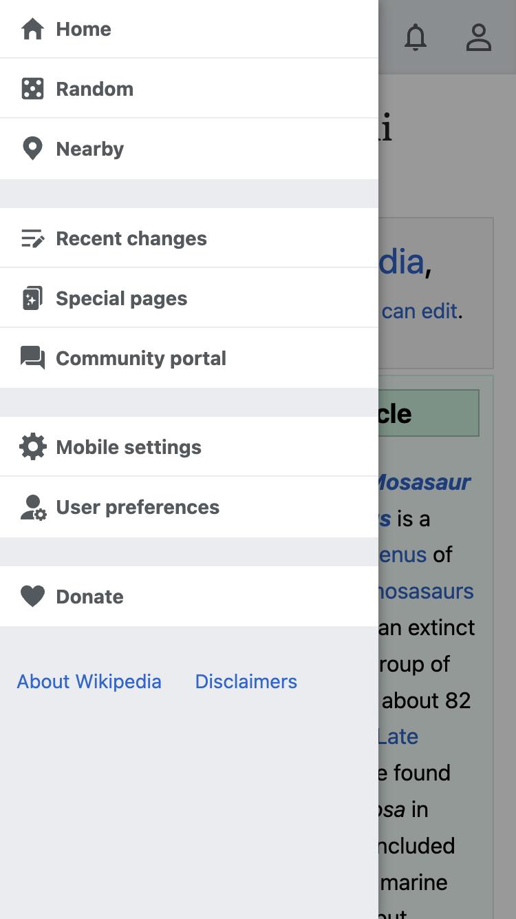 settings menu mobile