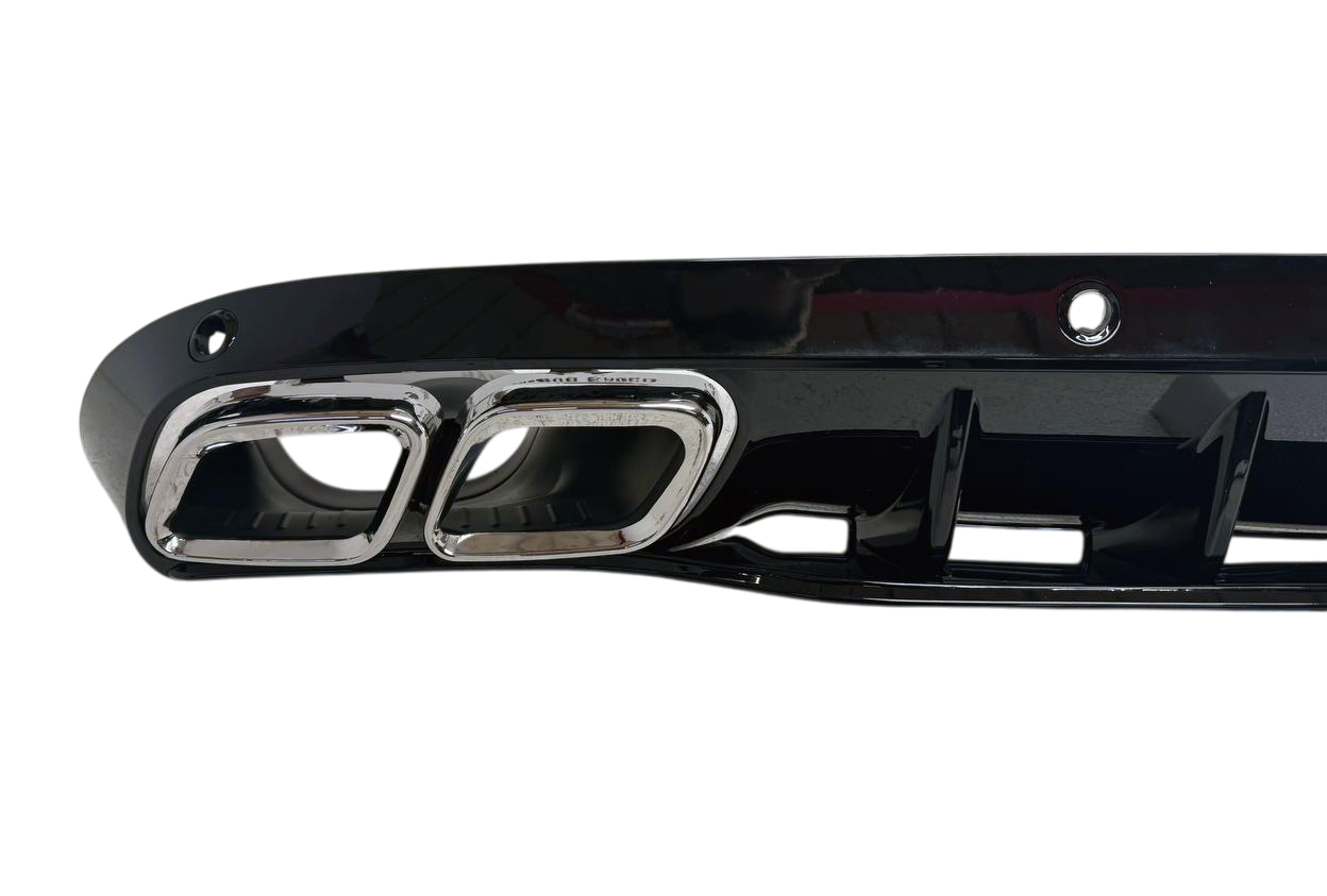 Mercedes W205 диффузор AMG C63 в обычный бампер с насадками сильвер