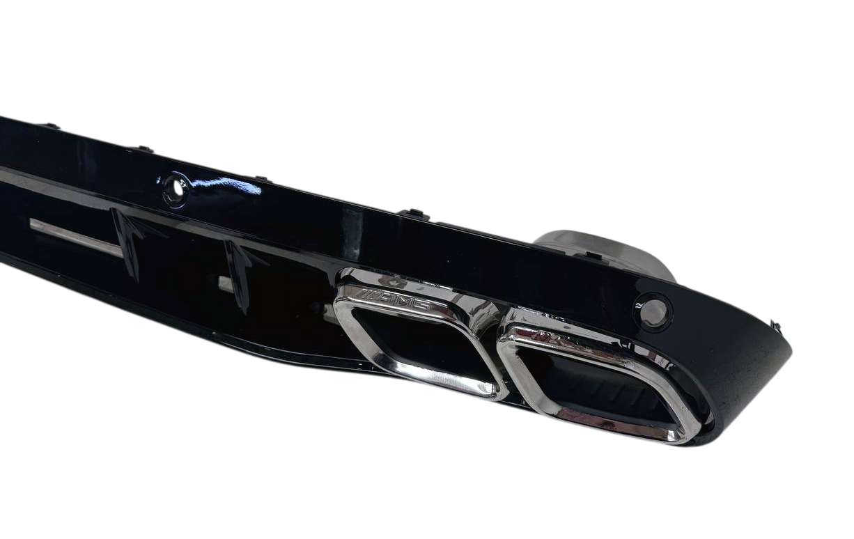 Mercedes W205 диффузор AMG C63 в обычный бампер с насадками сильвер