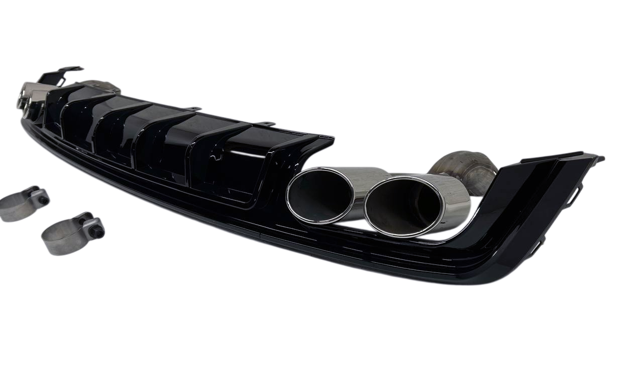 Audi A6 C8 диффузор S6 в S-line бампер с насадками хром трубы