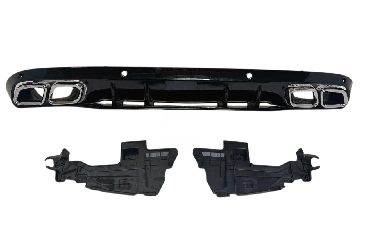 Mercedes W205 диффузор AMG C63 в обычный бампер с насадками сильвер