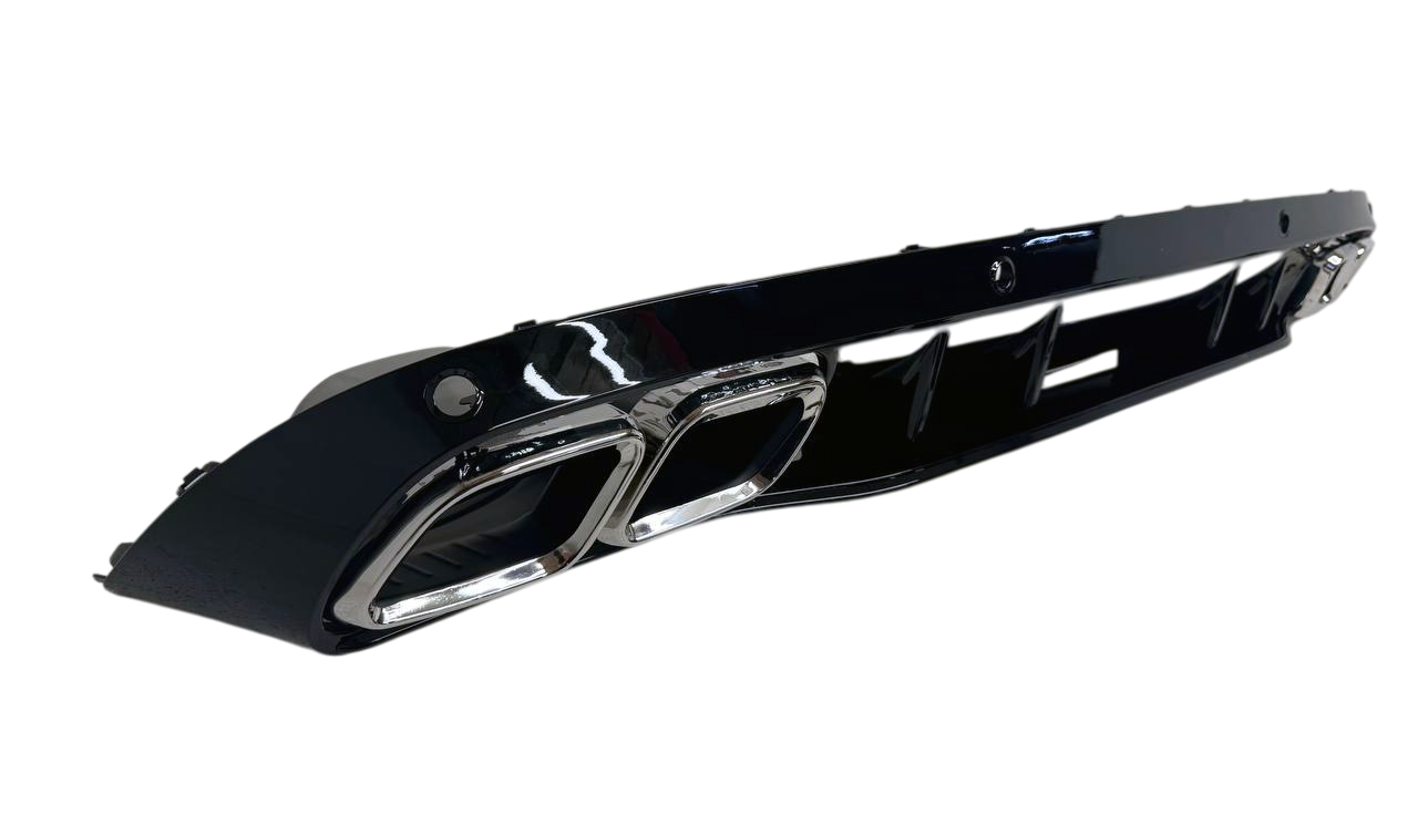 Mercedes W205 диффузор AMG C63 в обычный бампер с насадками сильвер