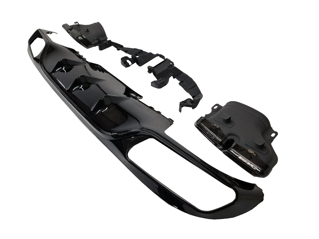 Mercedes W213 дорестайлинг диффузор AMG 63 с насадками в обычный бампер