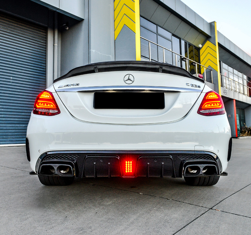 Mercedes W205 диффузор Brabus в сборе с черными насадками