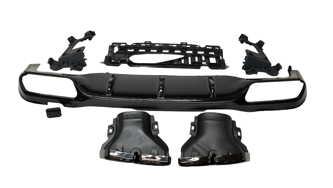 Mercedes W213 дорестайлинг диффузор AMG 63 черный с насадками