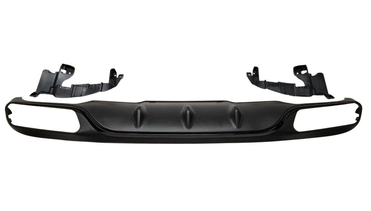 Mercedes W213 диффузор AMG 63 в обычный бампер черный кант