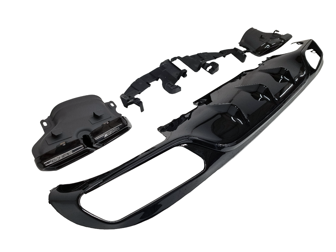 Mercedes W213 дорестайлинг диффузор AMG 63 с насадками в обычный бампер