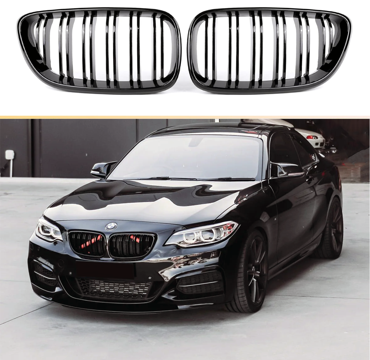 BMW F22 решетки радиатора двойные м стиль