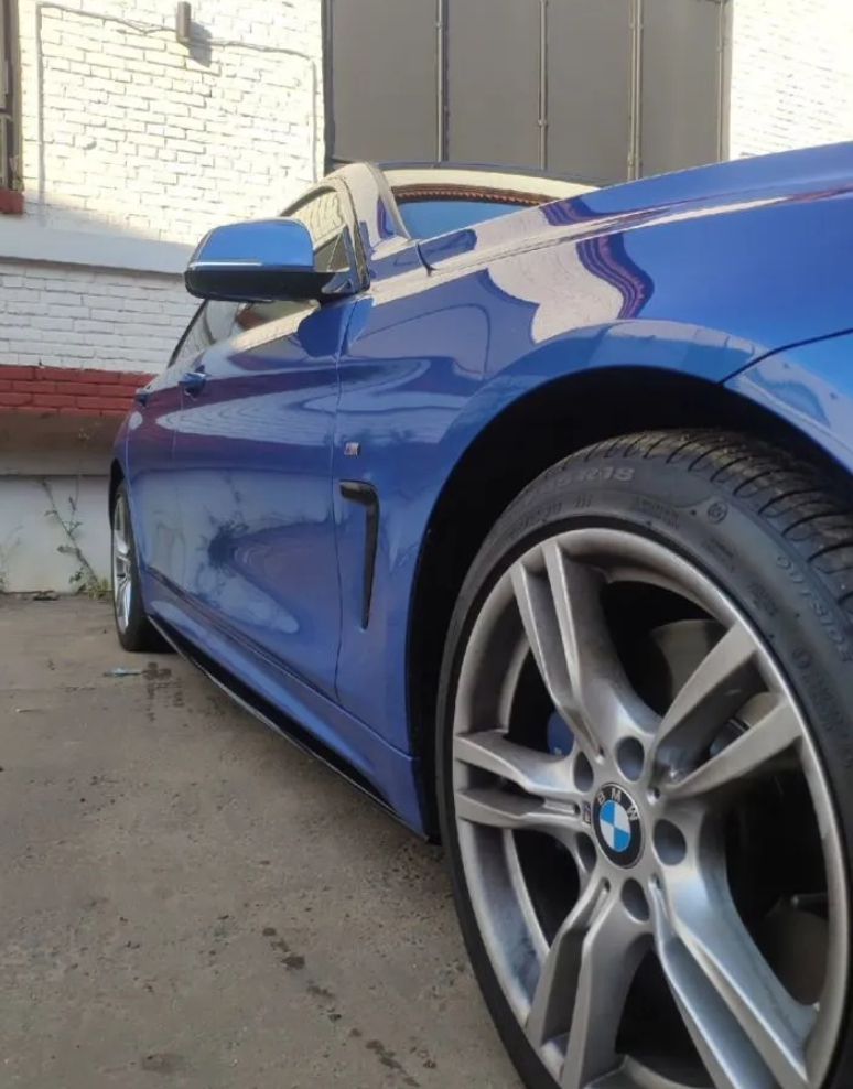 BMW F32 лезвия пороги M Performance черный глянец