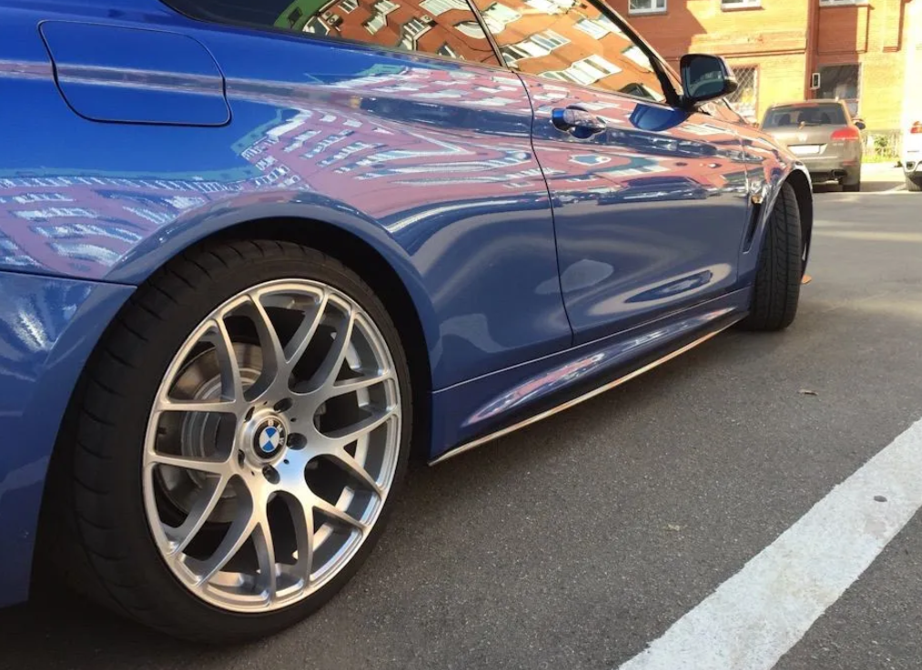 BMW F32 лезвия пороги M Performance черный глянец