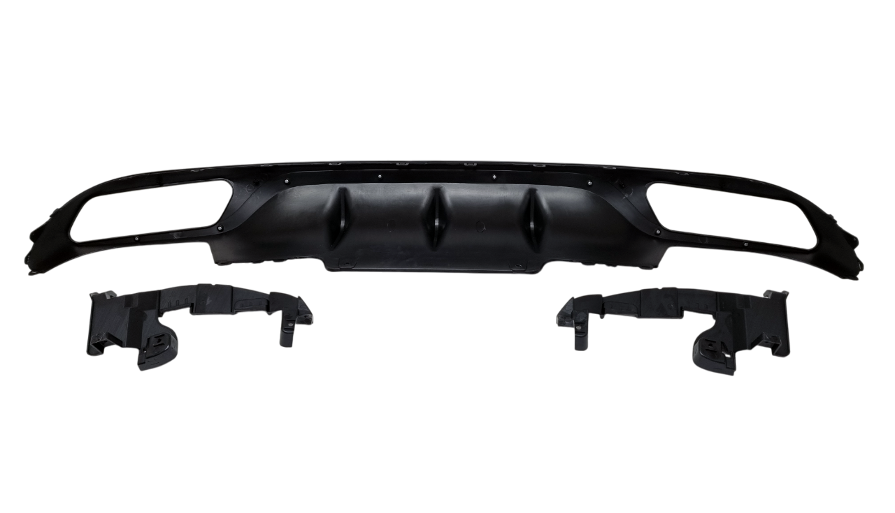 Mercedes W213 диффузор AMG 63 в обычный бампер черный кант