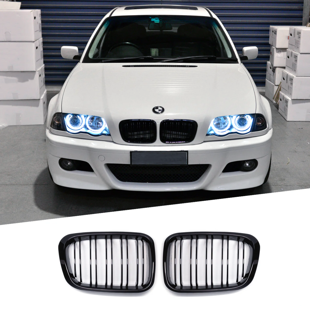 BMW E46 дорестайлинг решетки радиатора двойные