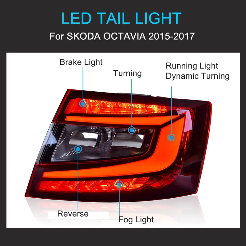 Skoda Octavia A7 дорест и рест 2013-2022 фонари LED динамические тюнинг