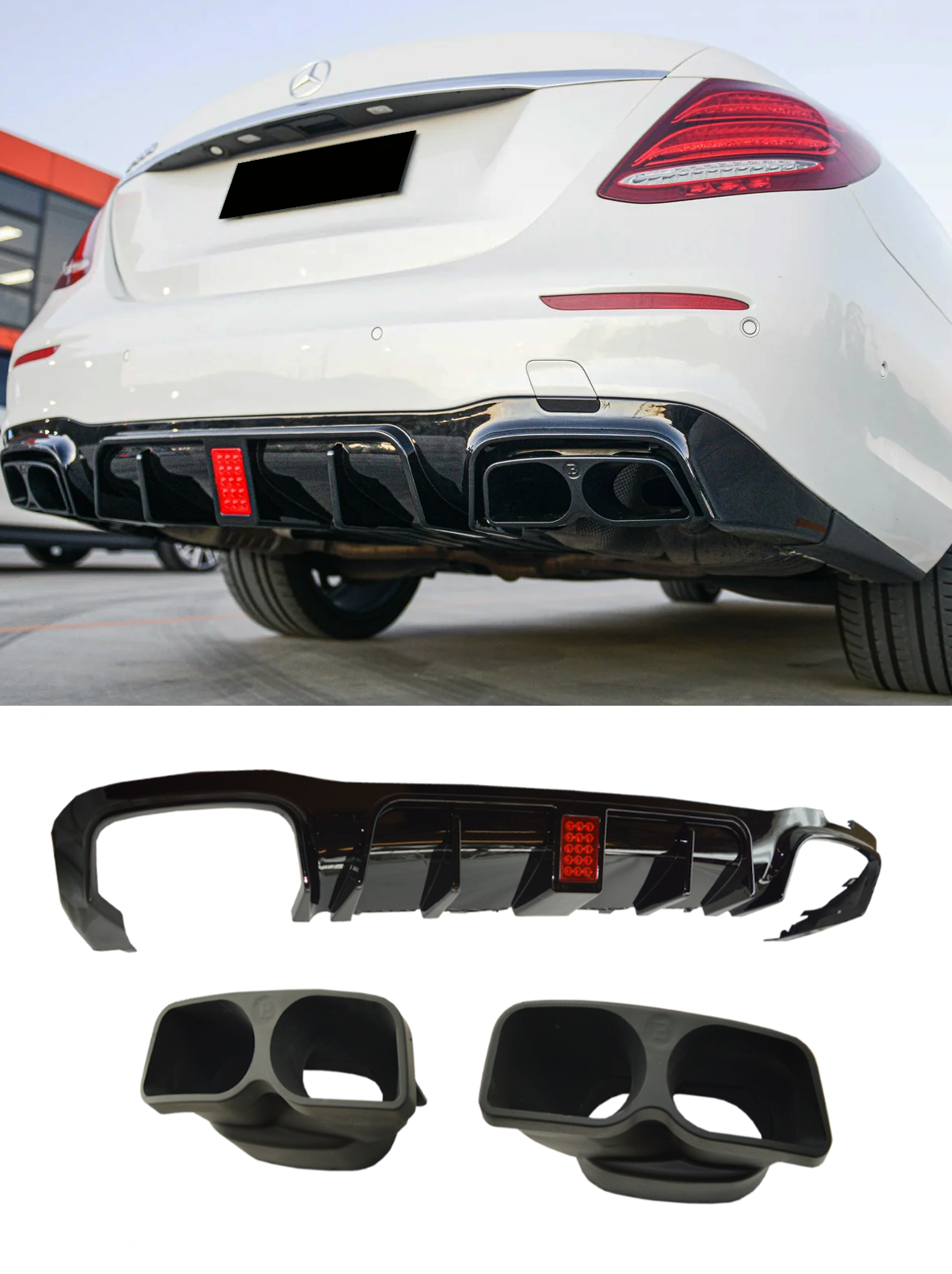 Mercedes W213 дорестайлинг BRABUS диффузор в сборе с насадками