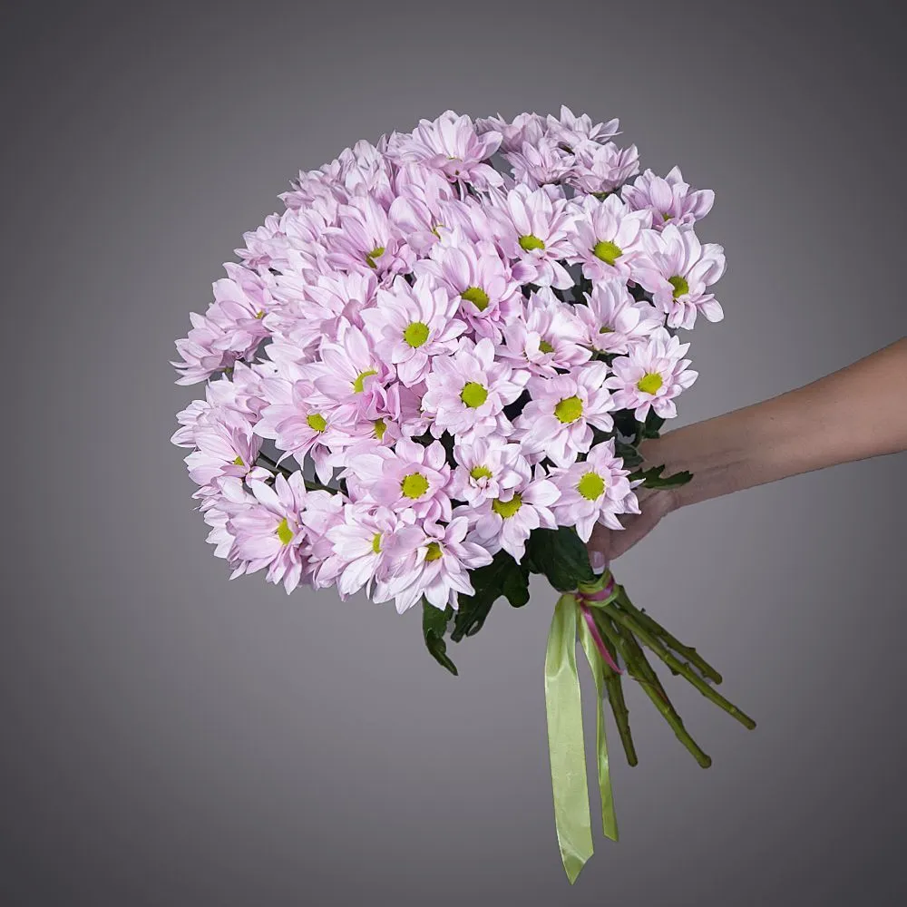 Монобукет из 7 кустовых лавандовых Хризантем