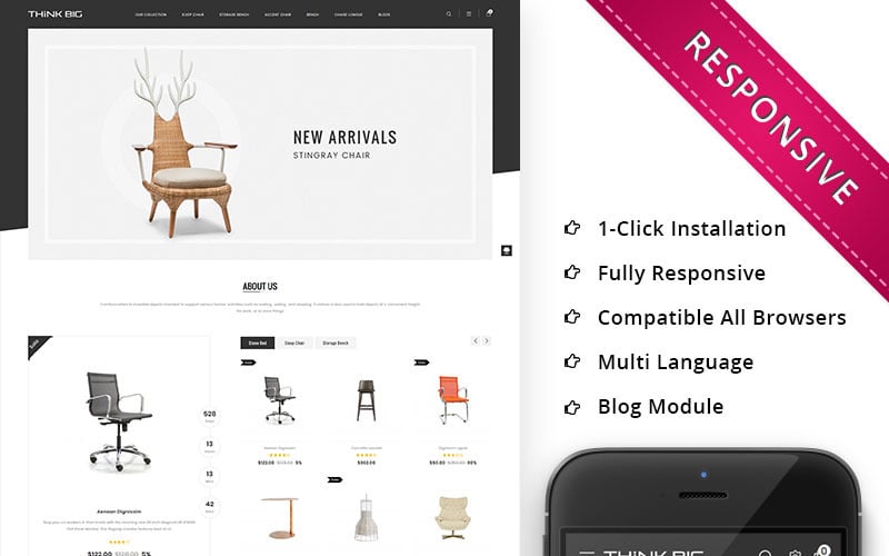 Thinkbig - шаблон OpenCart для супер-мебели