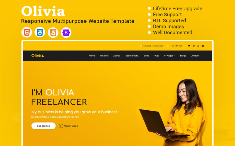 Olivia Веб-дизайн и разработка Адаптивный HTML5-шаблон веб-