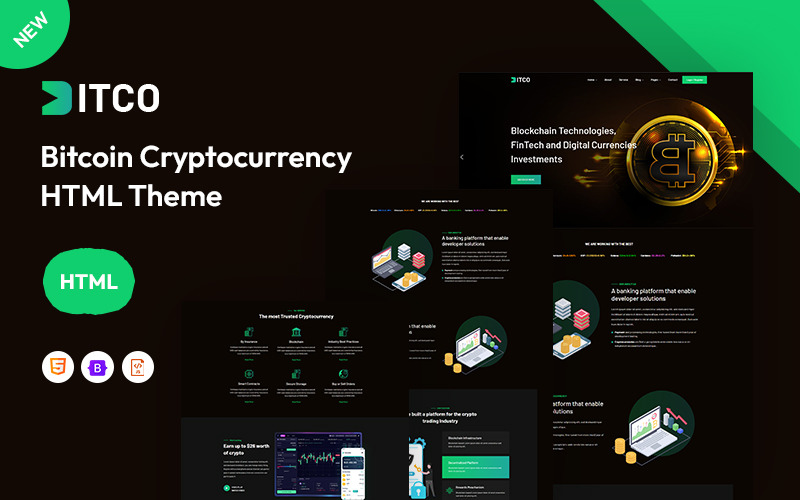 Bitco — Шаблон веб-сайта для криптовалюты Биткойн и ICO