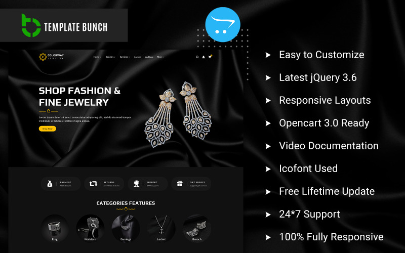 Colorway Jewelry — адаптивная тема OpenCart для электронной коммерции