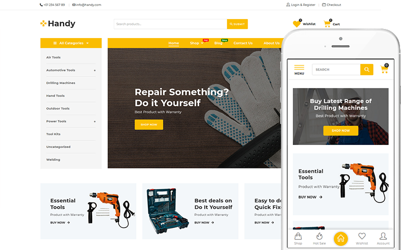 Handy - тема для магазина инструментов и оборудования WooCommerce Theme