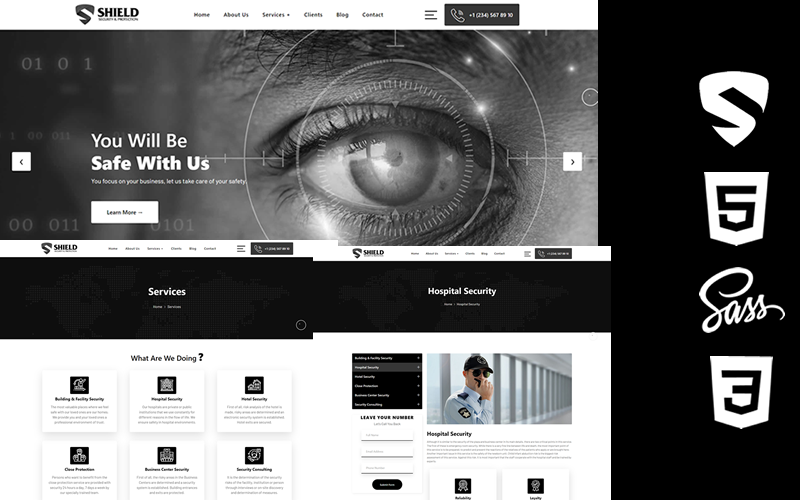 Shield - Служба безопасности и защиты Html5 Css3 Тема