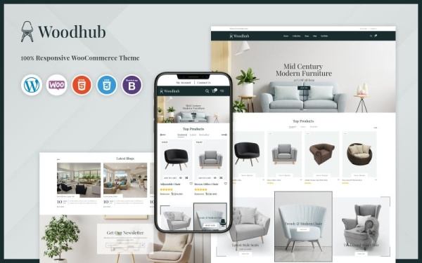 Woodhub - Шаблон WooCommerce для мебели