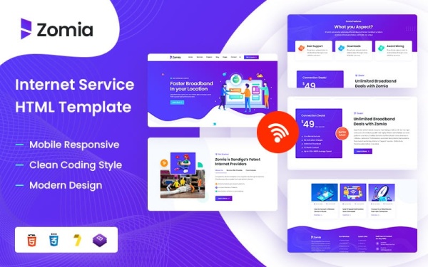 Zomia - шаблон HTML5 для интернет-провайдеров и интернет-сервисов