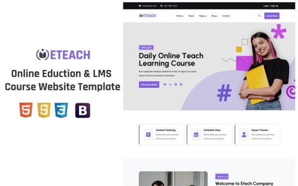 Eteach - HTML-шаблон веб-сайта курса онлайн-обучения и системы управления обучением