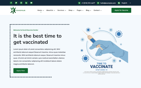 Covid Plus - Коронавирус, больница, диагностика, клиника, лаборатория и медицинский магазин HTML-шаблон веб-