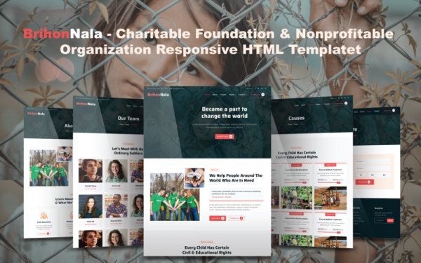 BrihonNala - Благотворительный фонд и некоммерческая организация Адаптивный HTML-