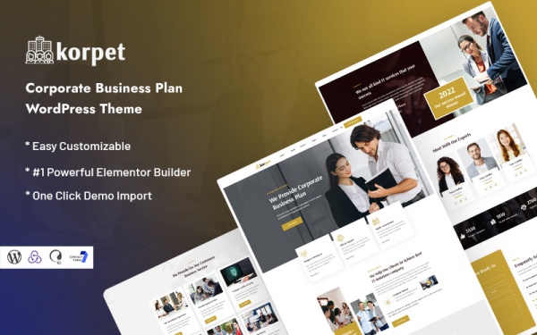 Korpret — тема WordPress для корпоративного бизнес-плана