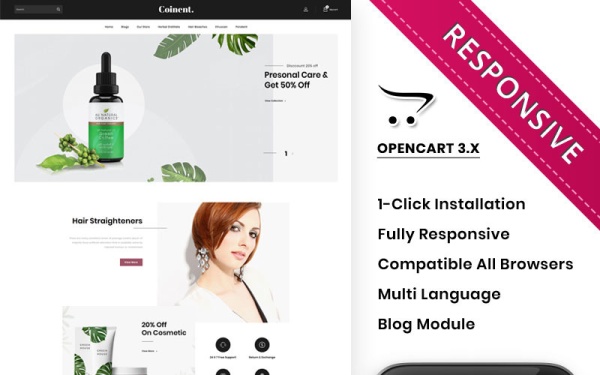 Магазин косметики Coinent - Тема Opencart для красоты и косметики