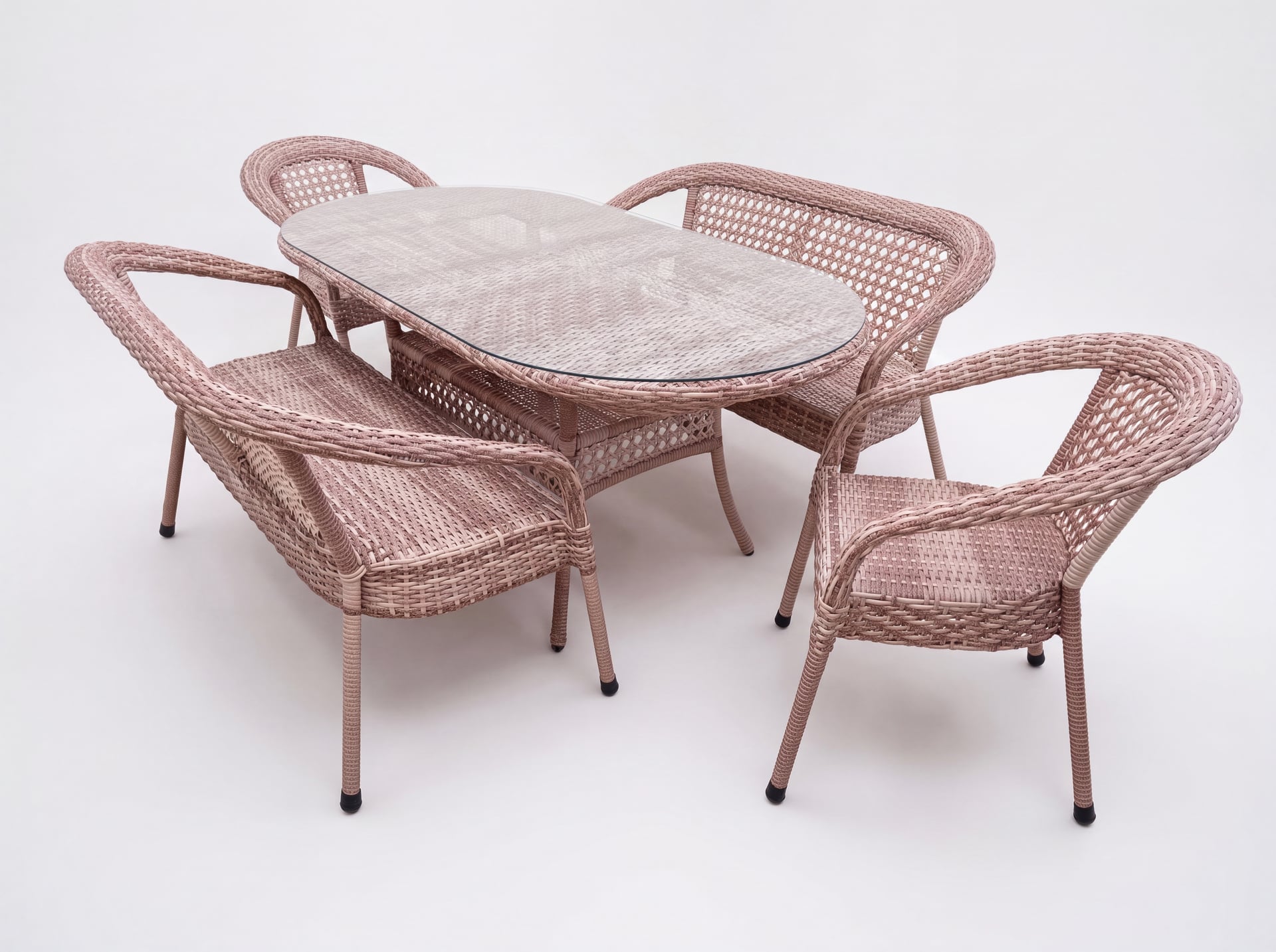 Комплект мебели CAMELIA / DECO Цвет: 7035П (рыжий) (Стол (стекло) овальный + 2 Дивана 2-х местных + 2 Кресла )