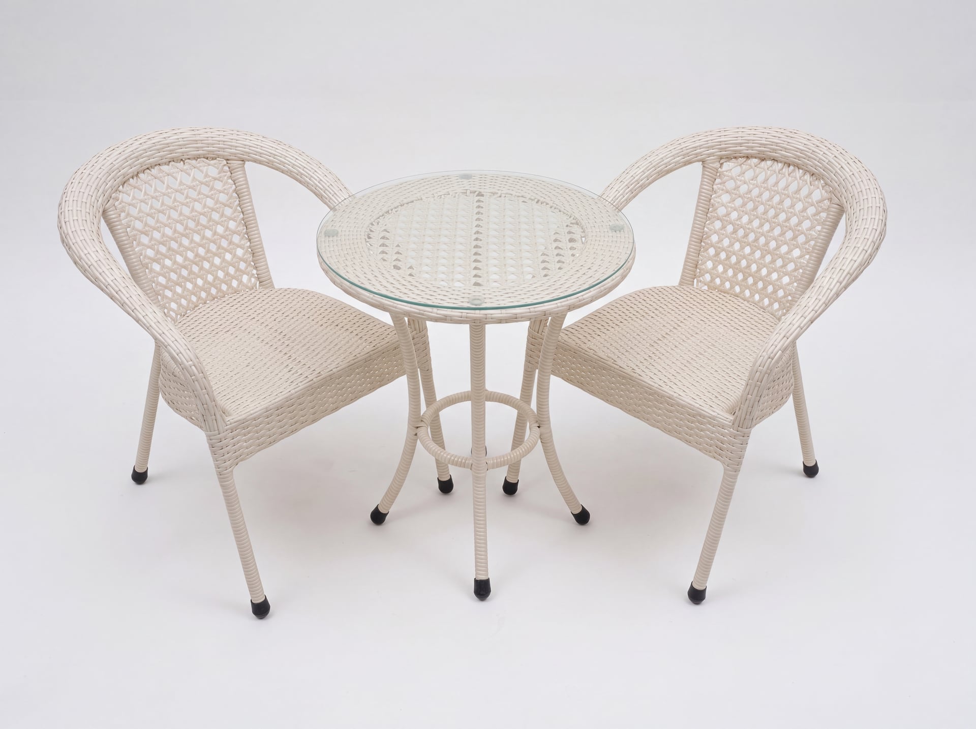 Комплект мебели DECO Д-600 Цвет: 2301 (жемчуг) (Стол кофейный (стекло) Д600 + 2 Кресла без подушек)