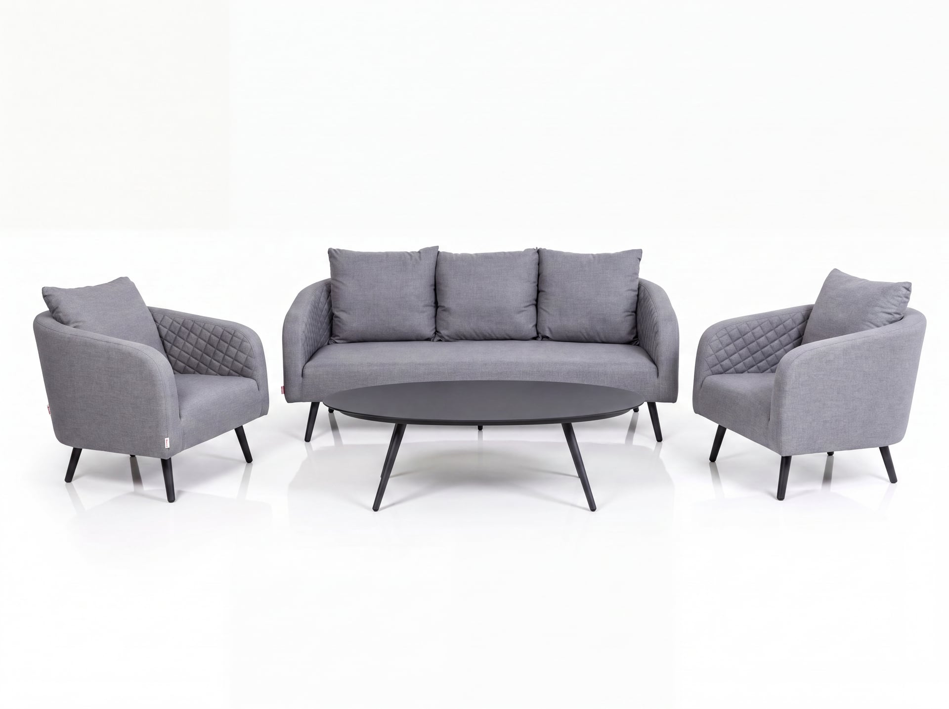 Комплект мебели (Диван трехместный + 2 кресла + 1 стол) LV-SF-1810S SET Цвет: Серый