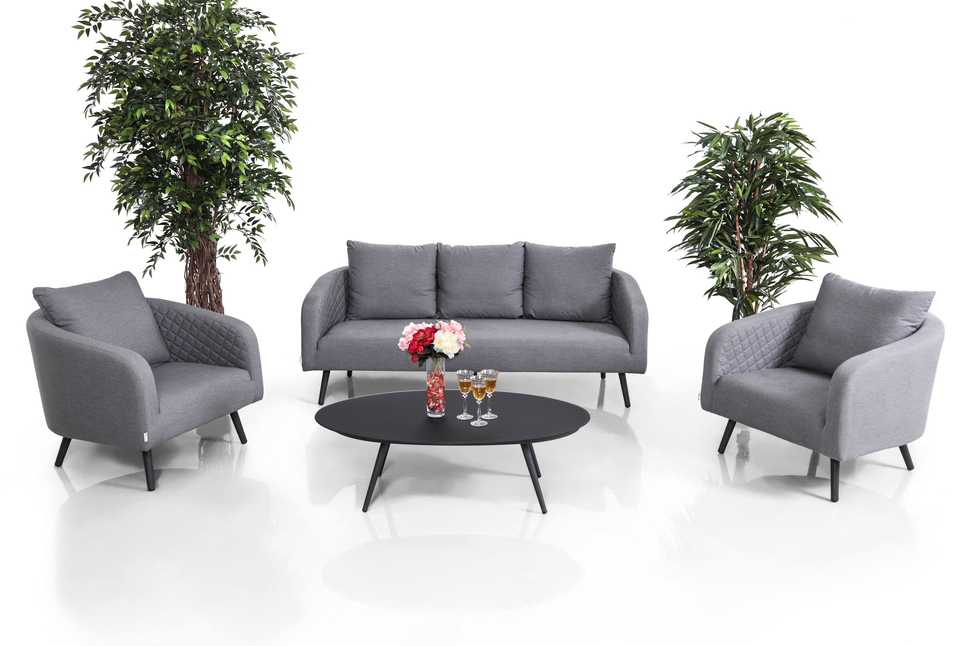 Комплект мебели (Диван трехместный + 2 кресла + 1 стол) LV-SF-1810S SET Цвет: Серый