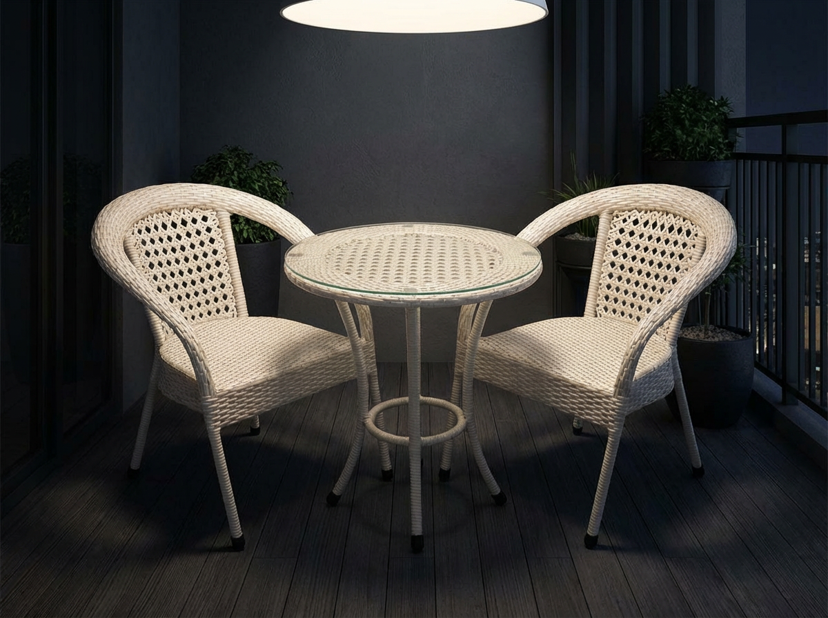 Комплект мебели DECO Стол (стекло) Д-720 + 2 Кресла без подушек Цвет: 2301 (жемчуг)
