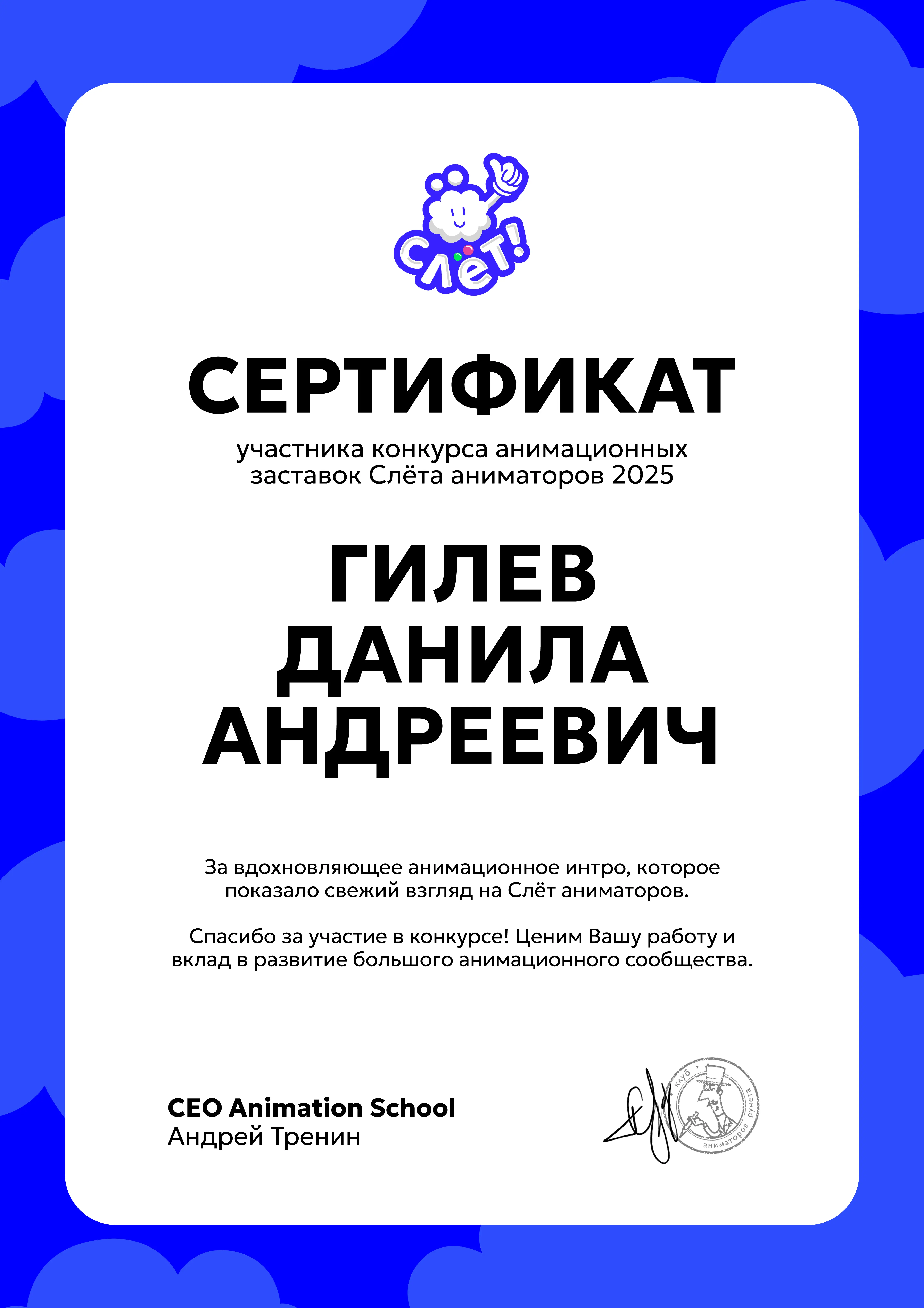 Сертификат участника